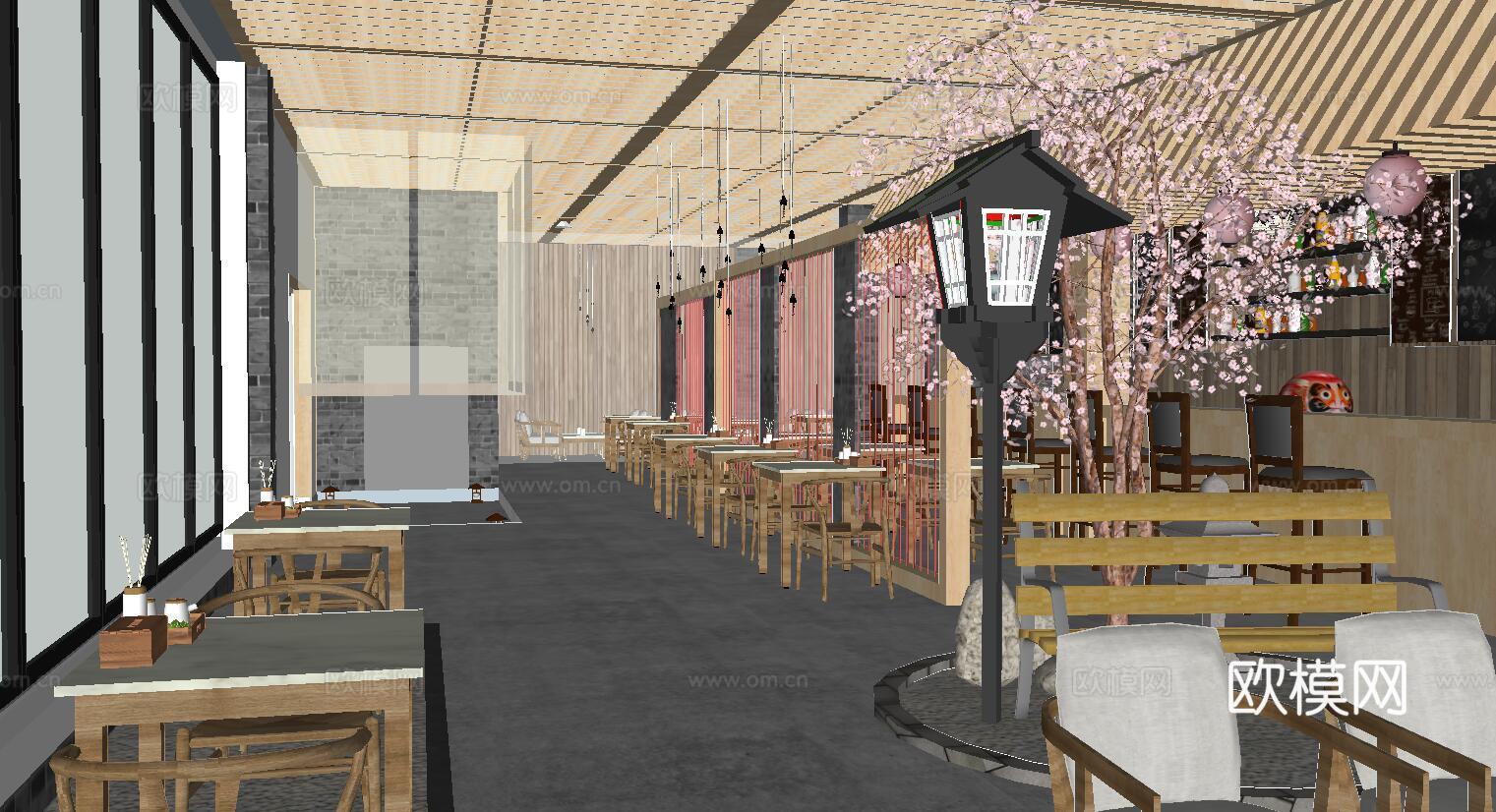 日式料理餐厅su模型下载