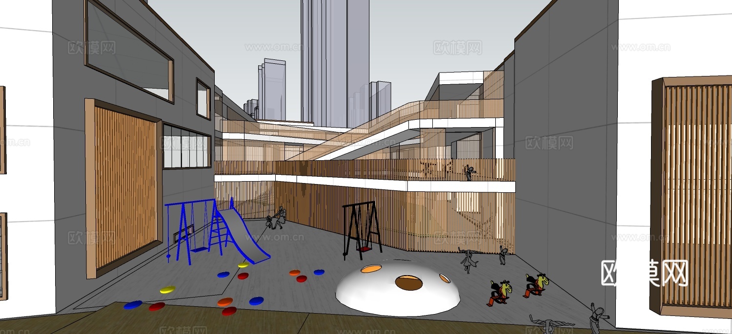 现代幼儿园su模型下载下载（渲染图2）