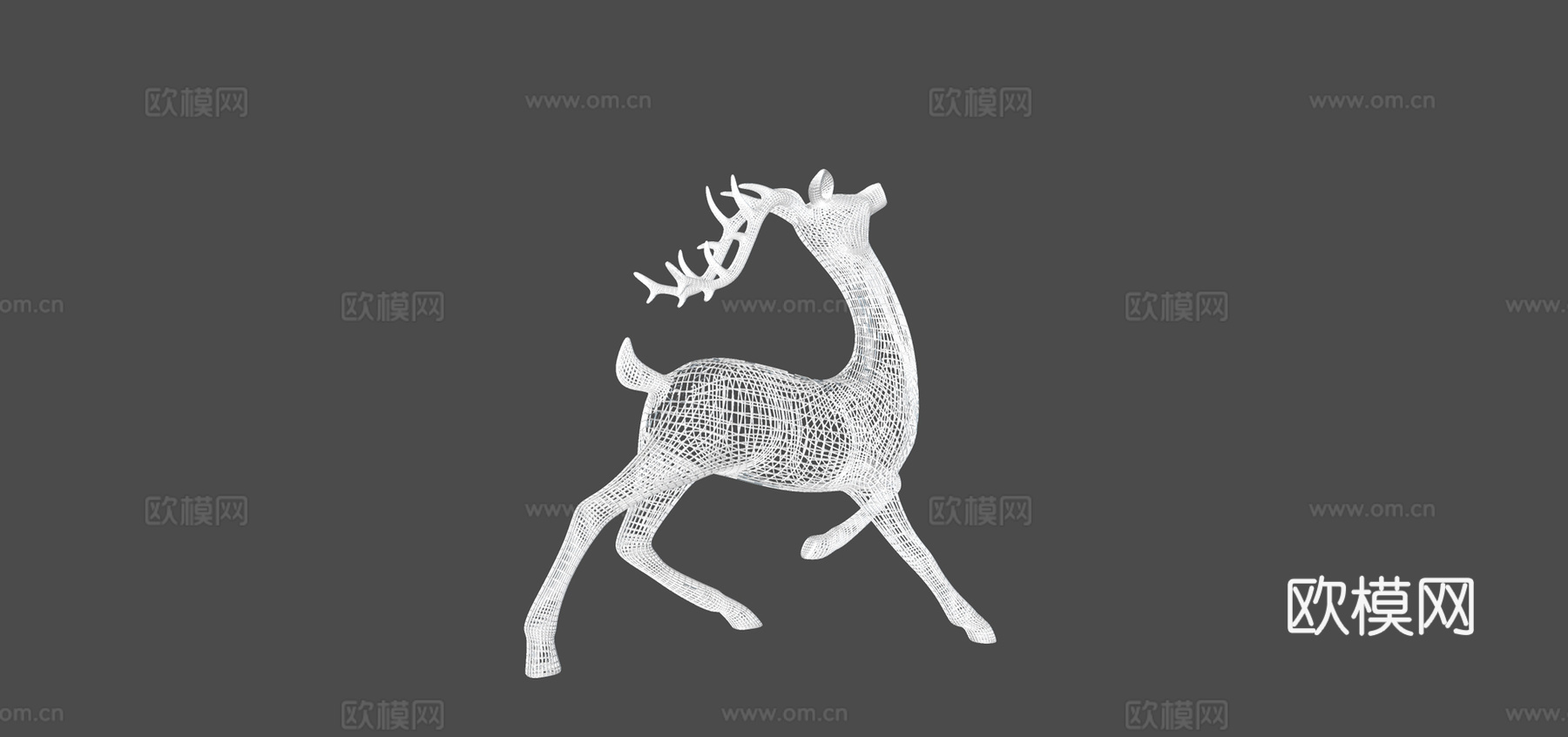 现代金属鹿形雕塑小品su模型下载