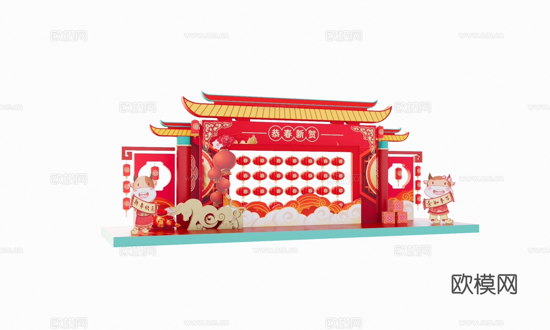 现代新年美陈展示区su模型下载