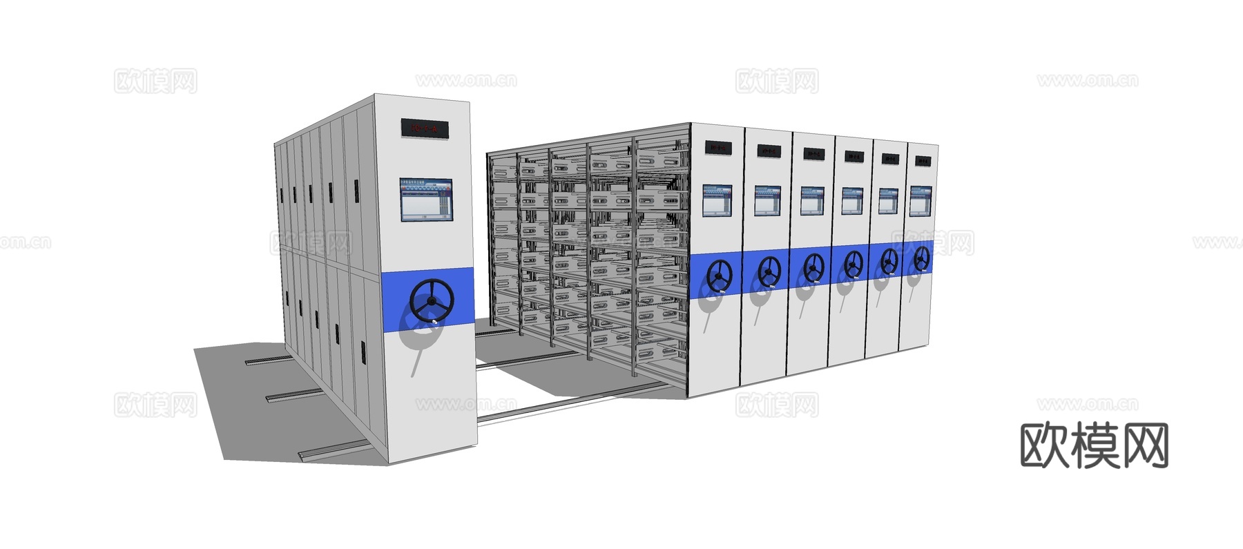 现代智能档案架su模型下载