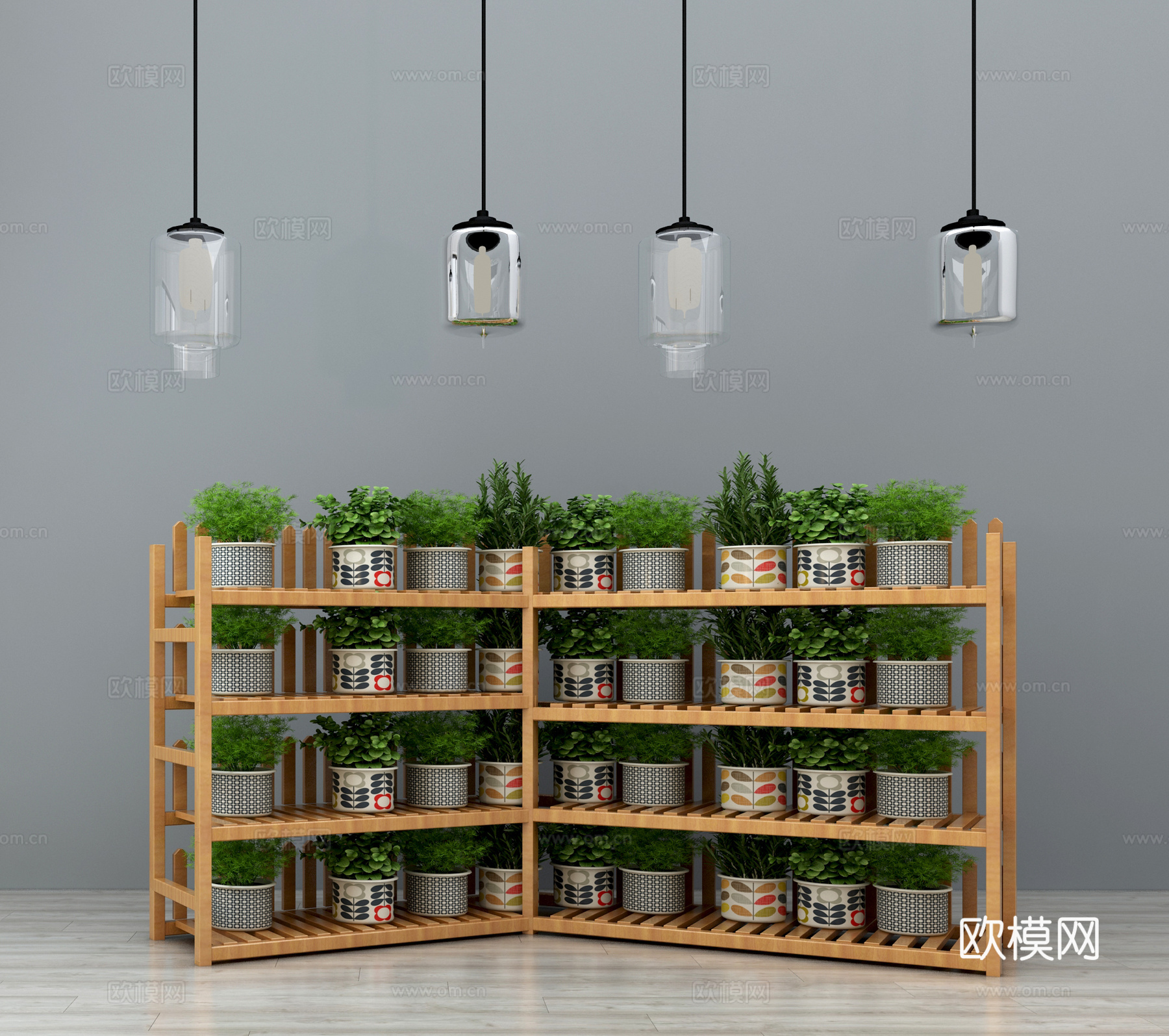 现代花架 置物架 装饰架 花架 盆栽 植物3d模型