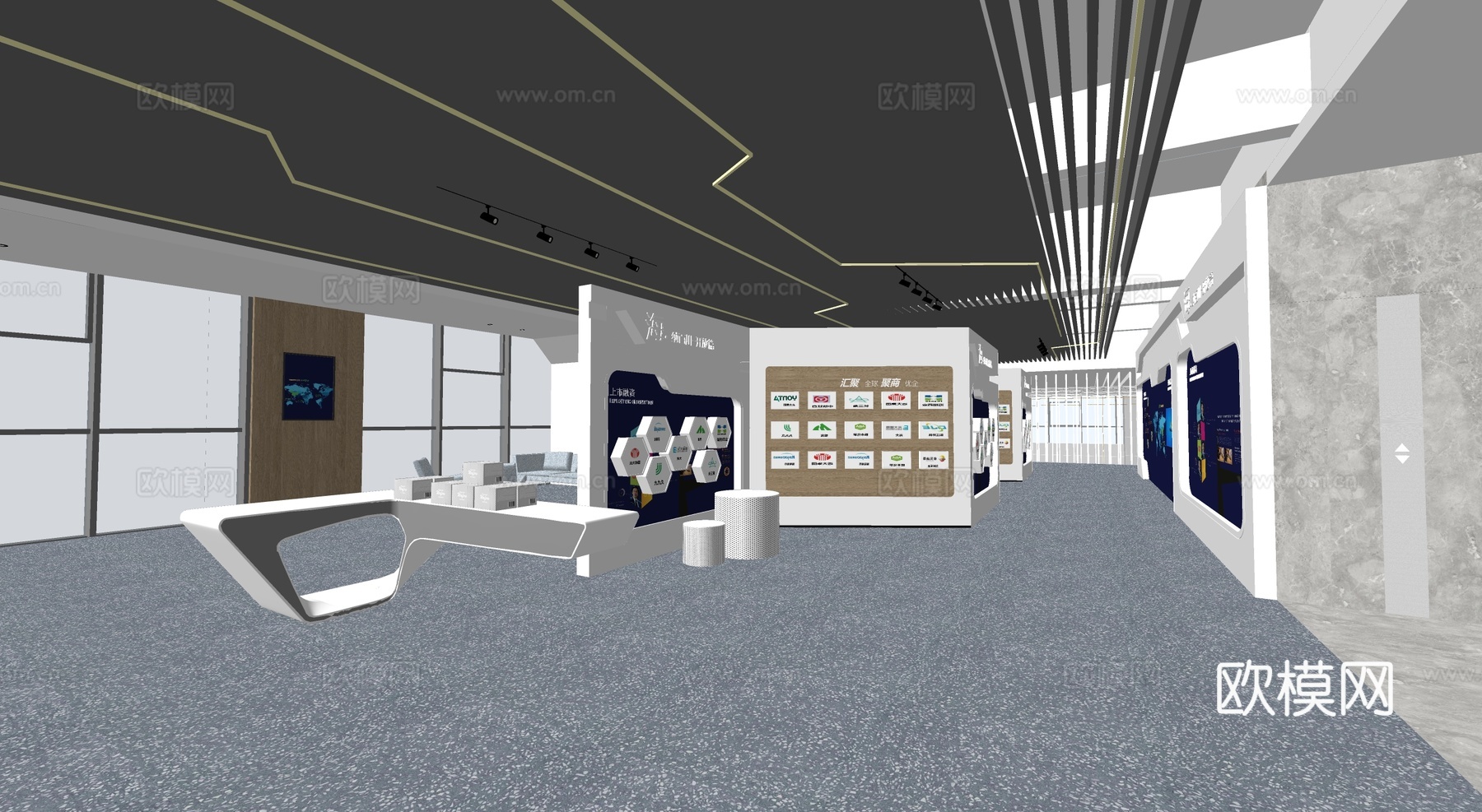 现代科技展厅su模型下载