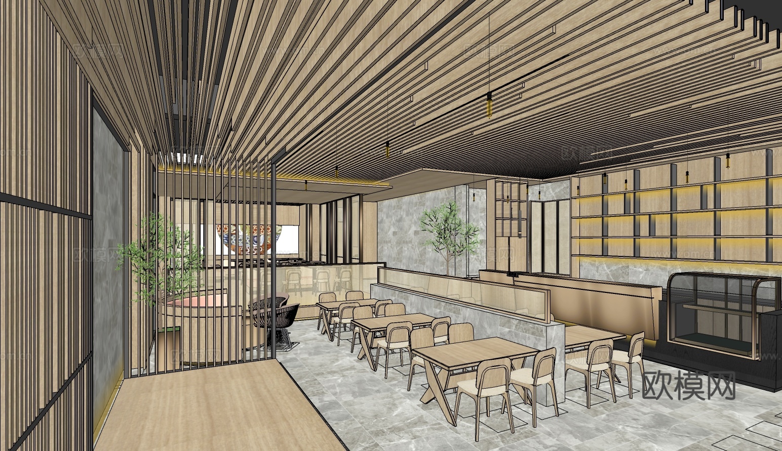 日式料理店su模型下载