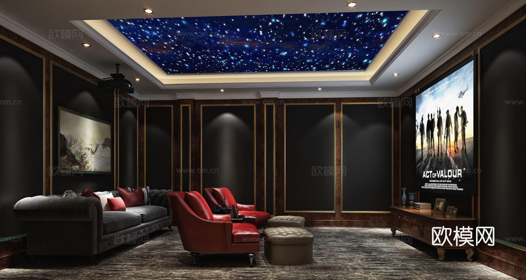 新古典星空顶影视厅3d模型
