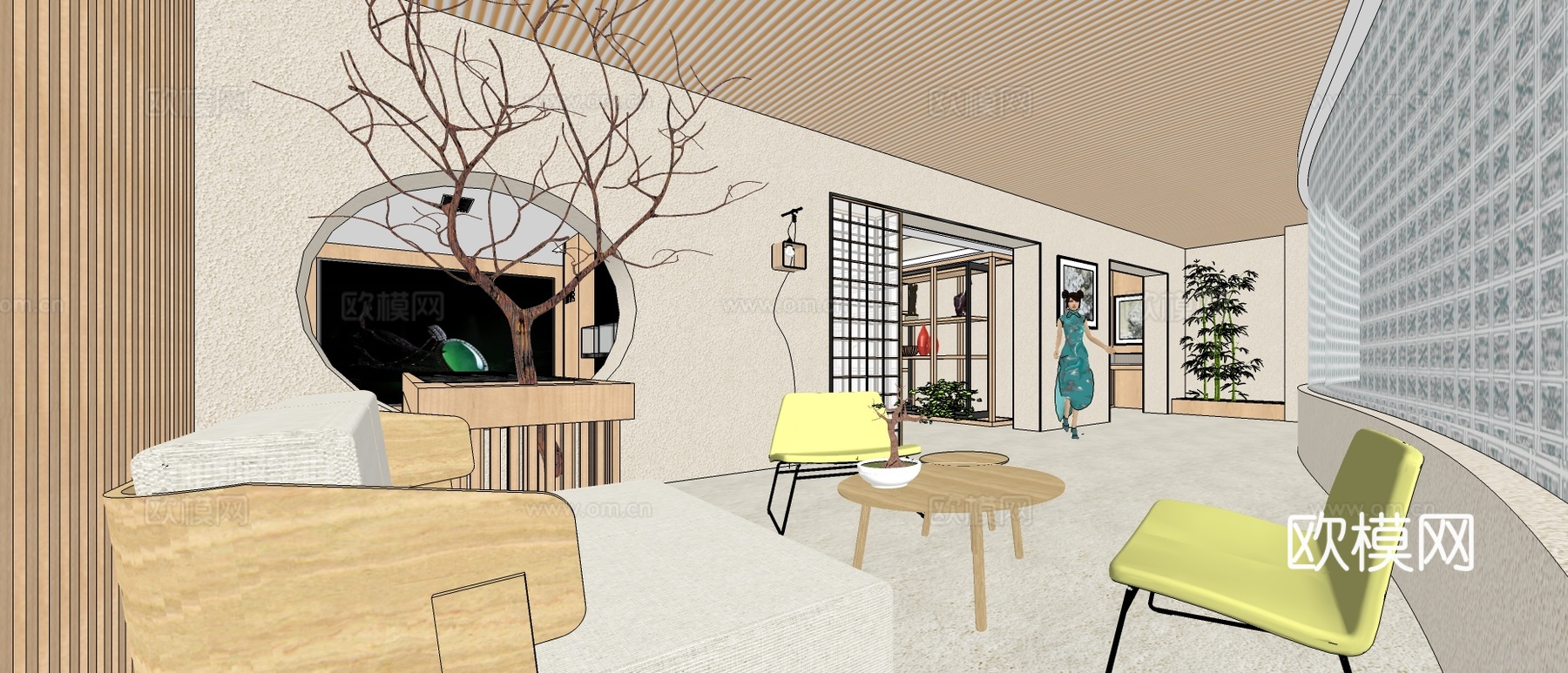 现代展厅su模型下载