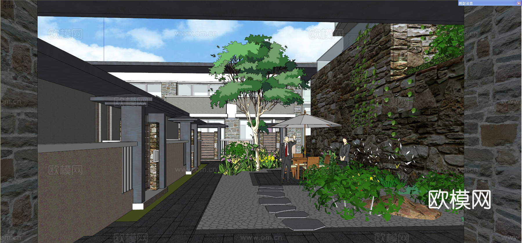 新中式酒店su模型下载