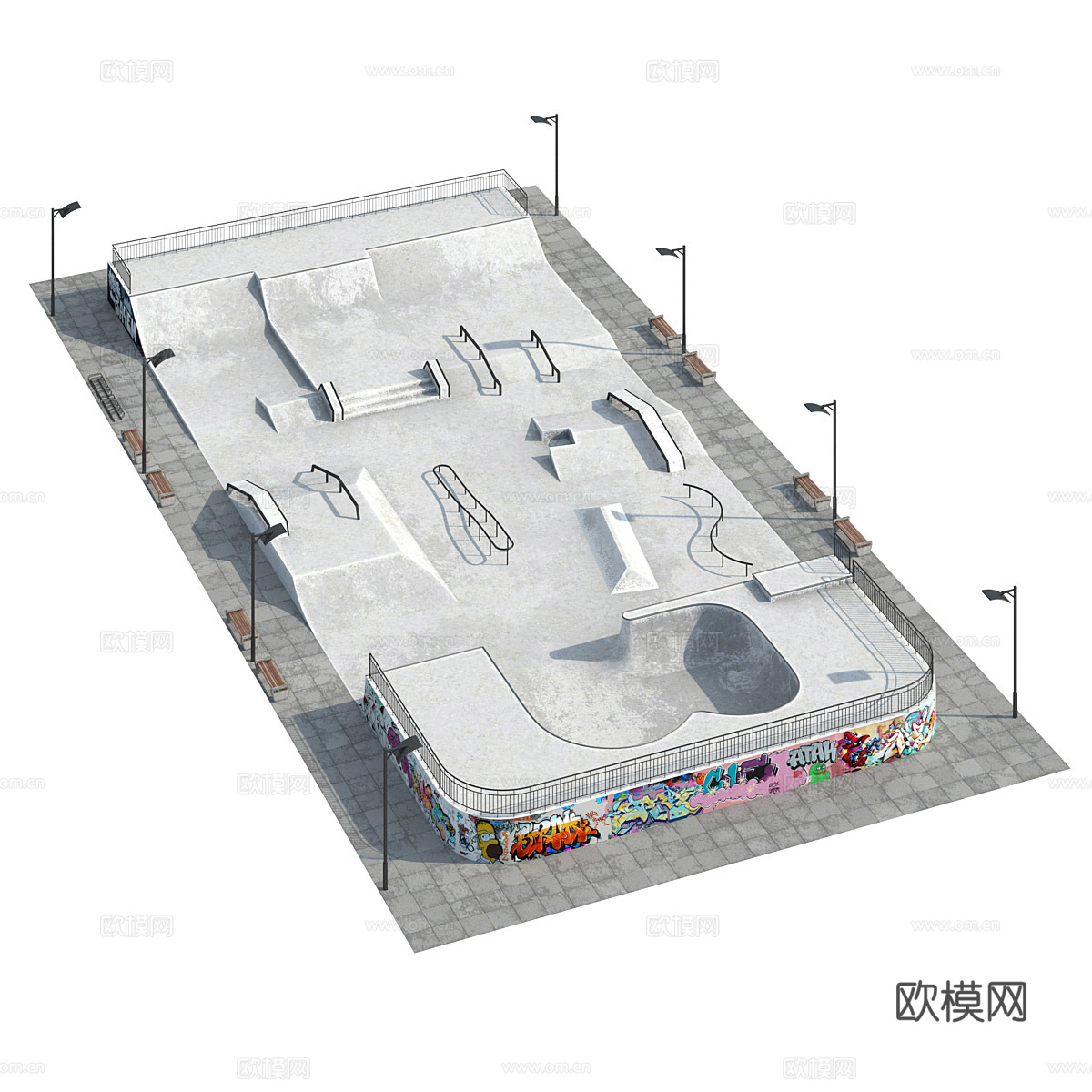 现代滑板公园3d模型