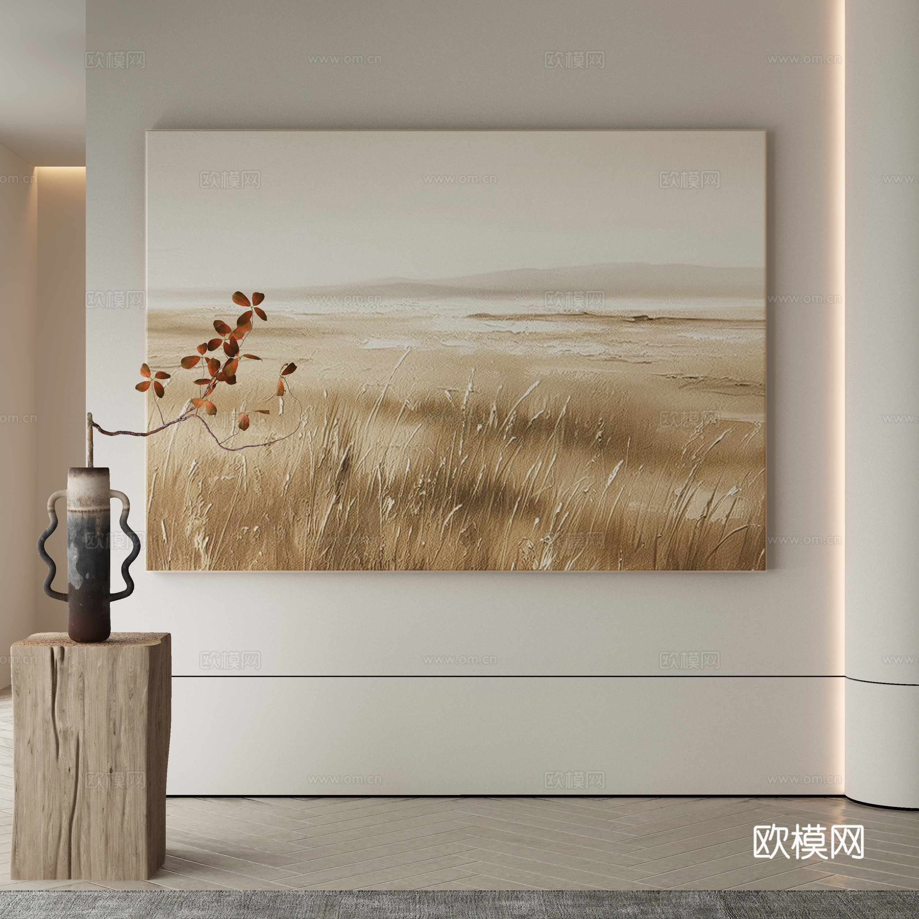 现代侘寂挂画 油画3d模型