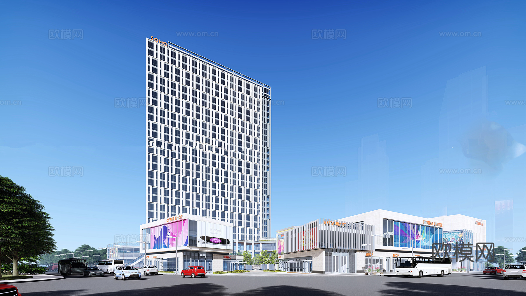 现代商业综合体su模型下载