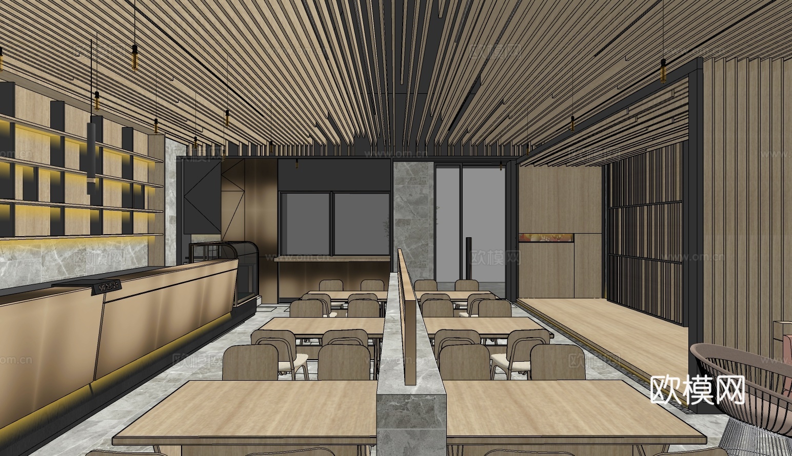 日式料理店su模型下载