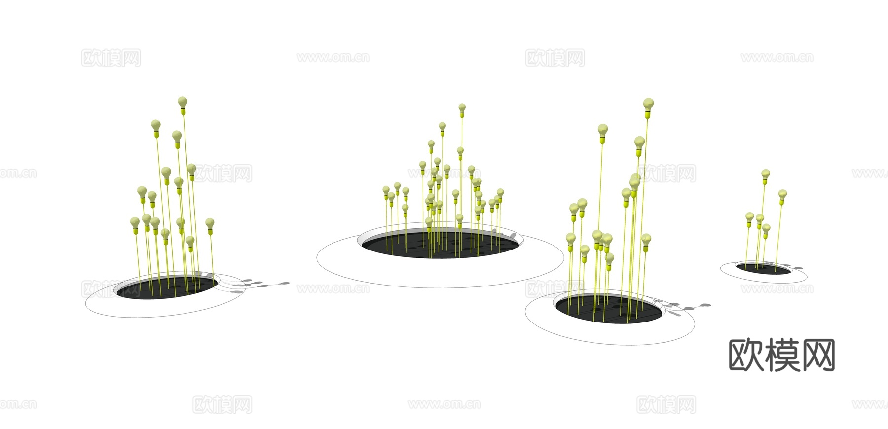 现代植物灯户外灯su模型下载