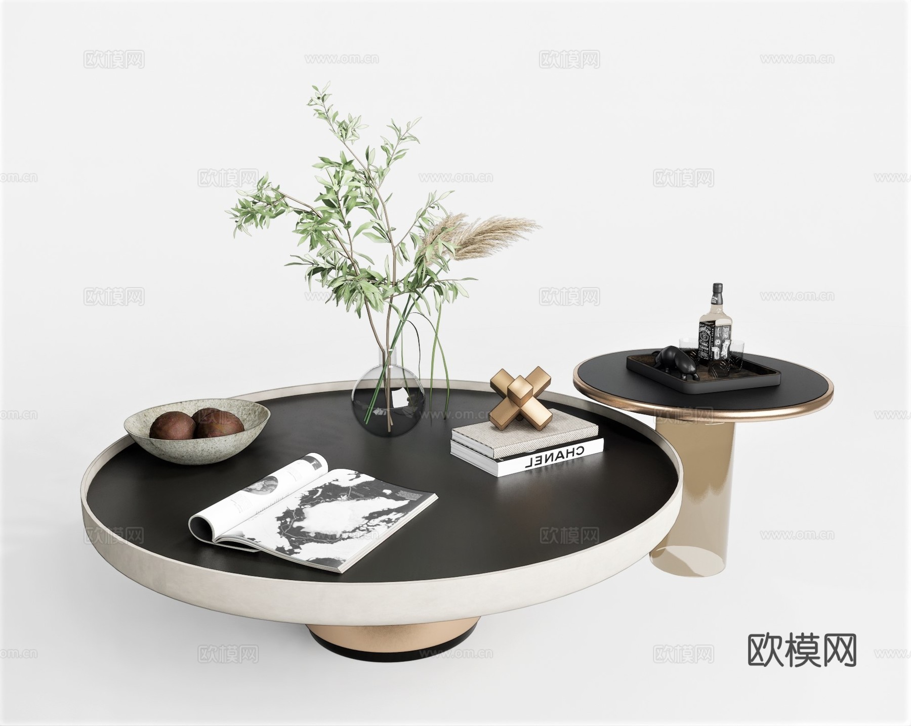 现代圆形茶几su模型下载