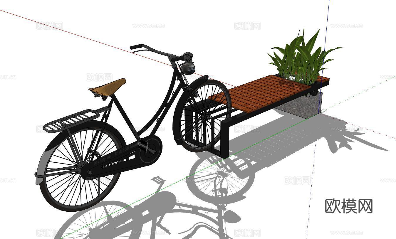 现代户外公用椅su模型下载下载