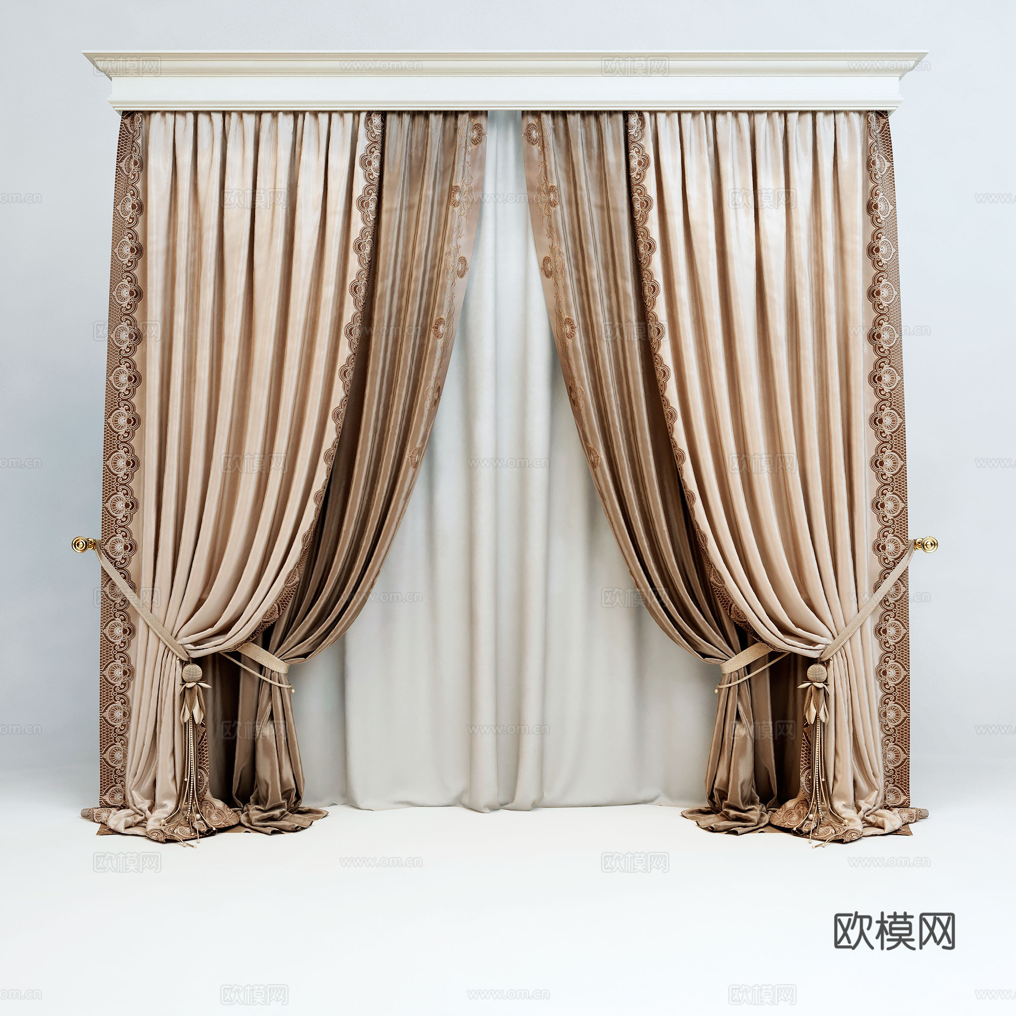 欧式窗帘 布艺窗帘 客厅卧室窗帘3d模型