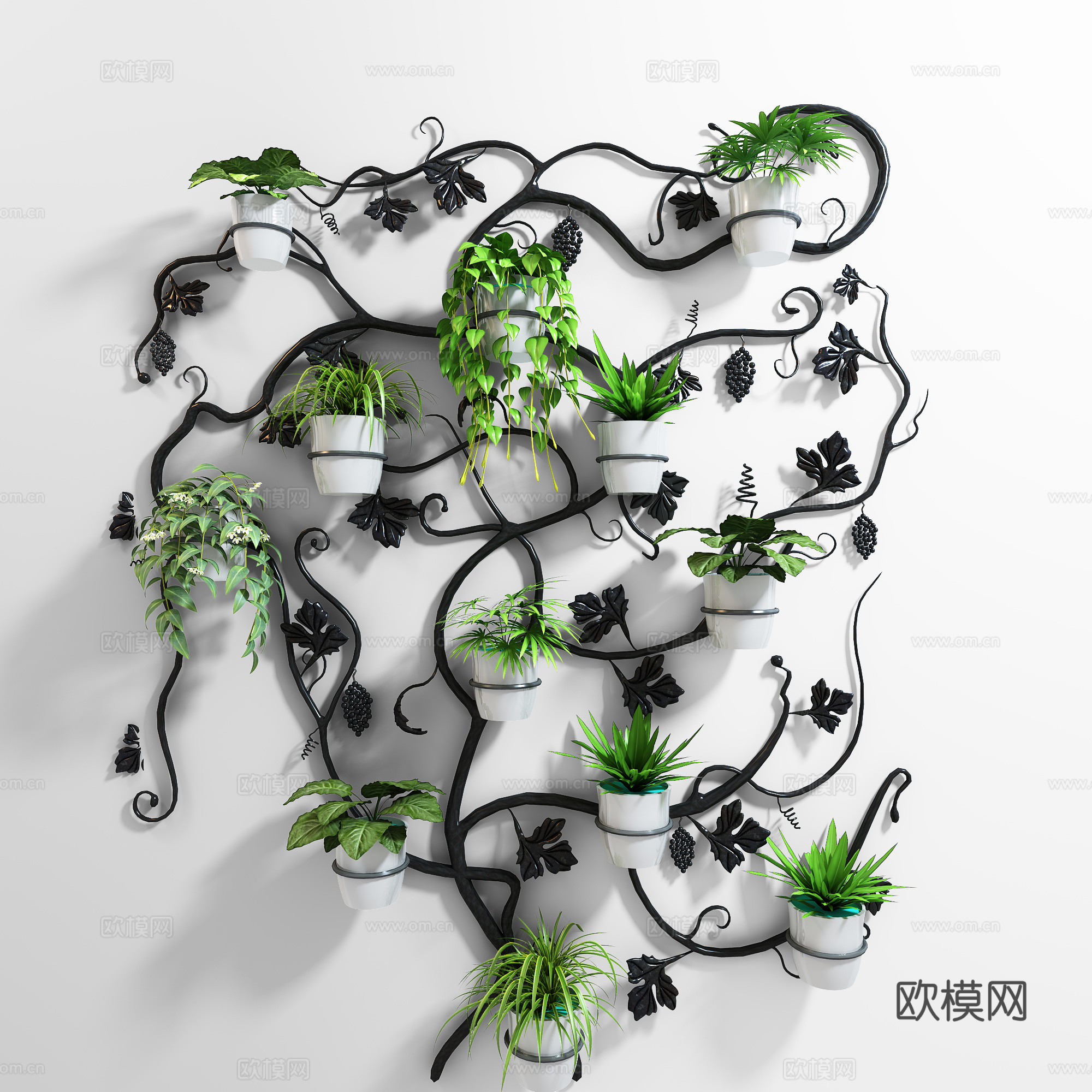 现代盆景  绿植盆栽 植物墙3d模型