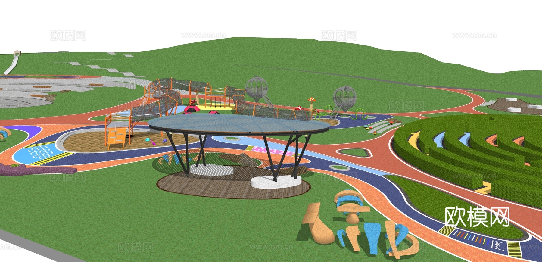 现代儿童游乐场su模型下载下载（渲染图3）