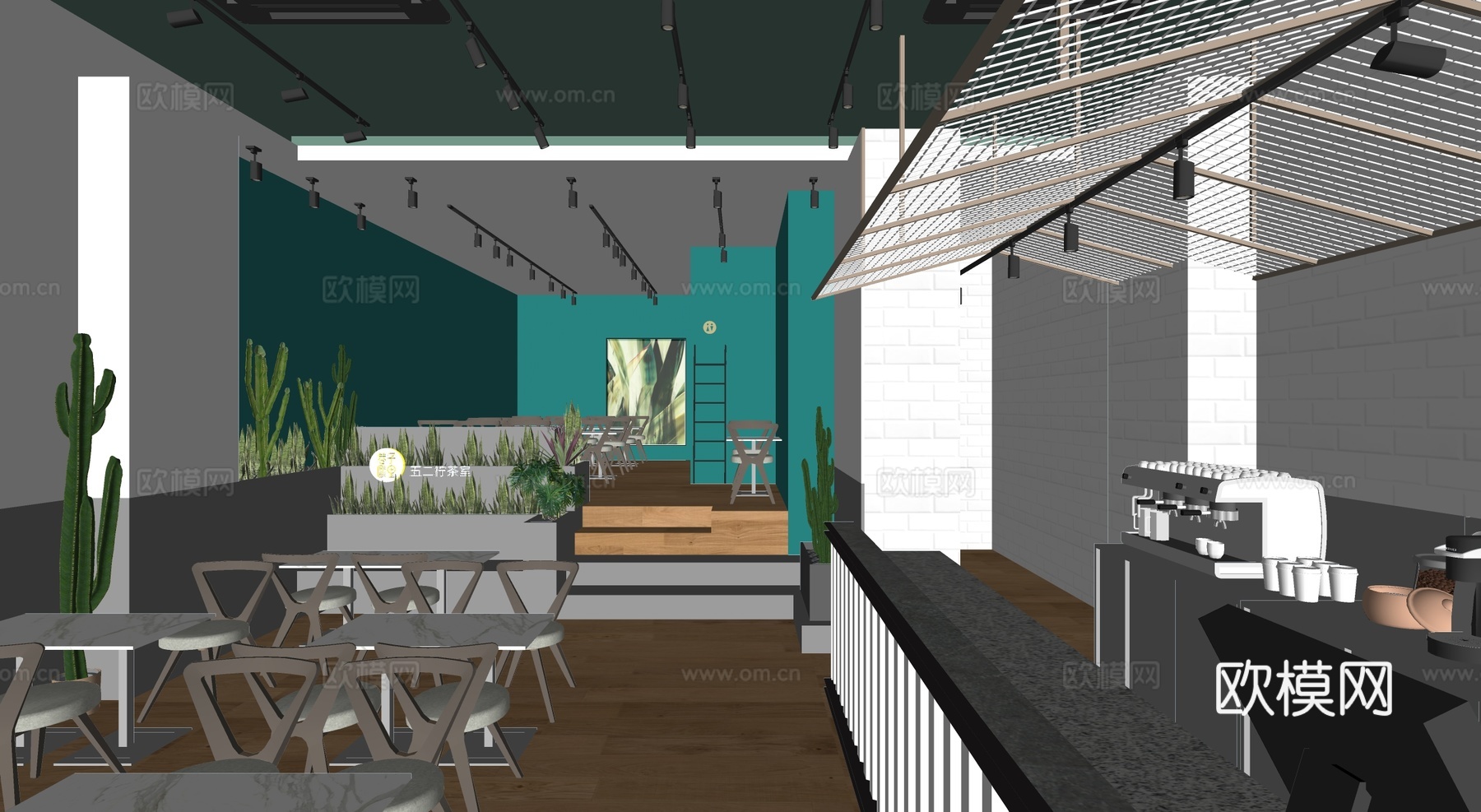 北欧奶茶店su模型下载