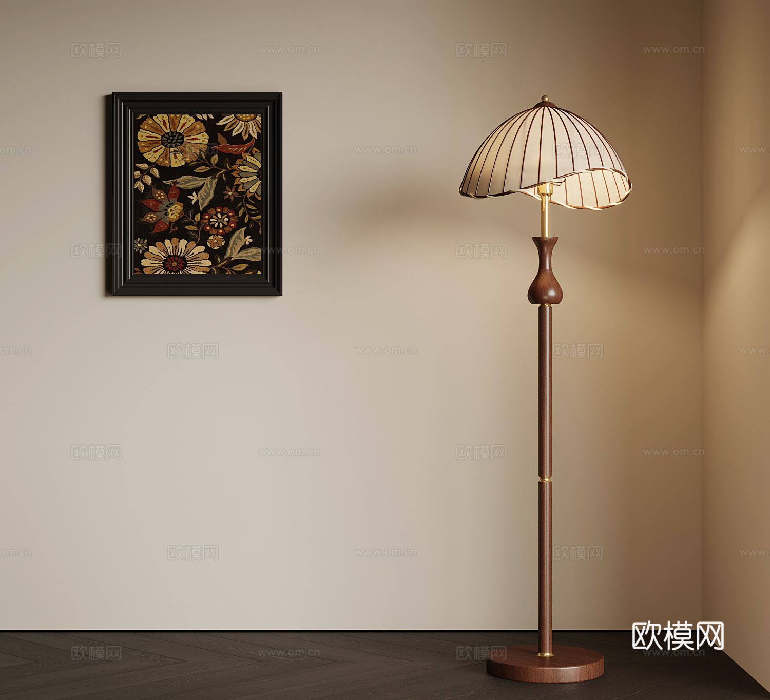 05中古风落地灯 挂画su模型