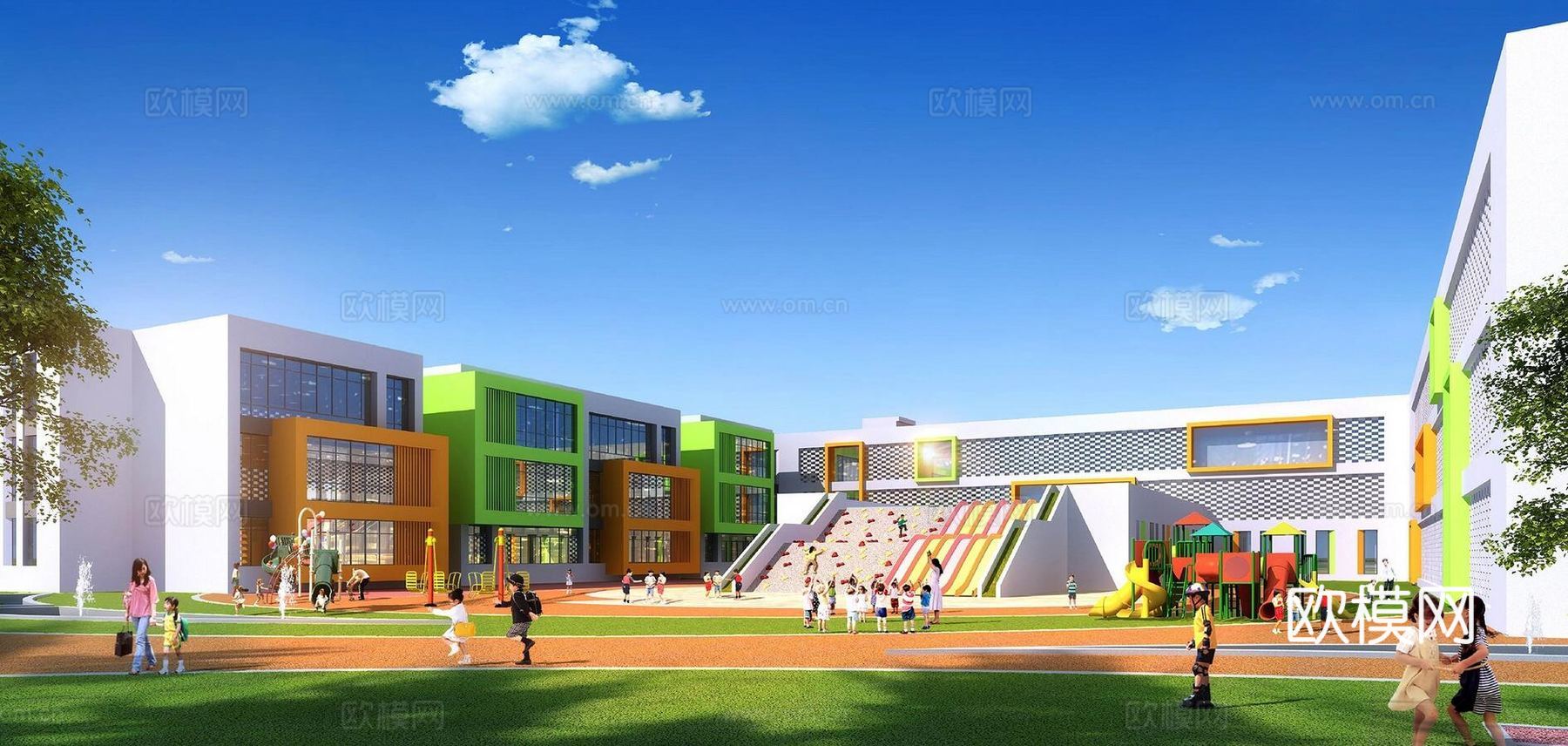 现代小学教学楼su模型下载