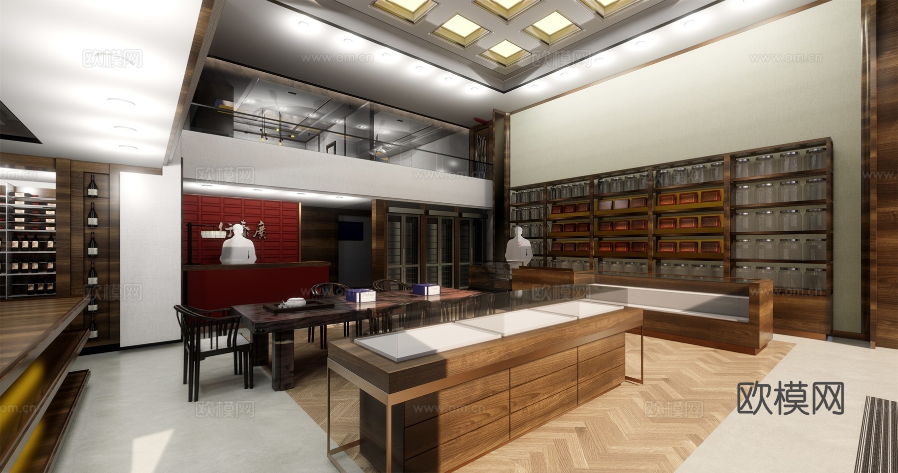 中式餐厅su模型下载