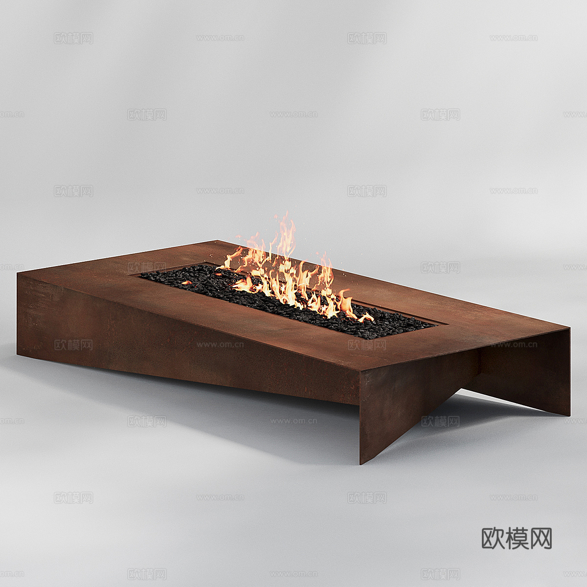 现代意式极简户外篝火 壁炉 火盆3d模型