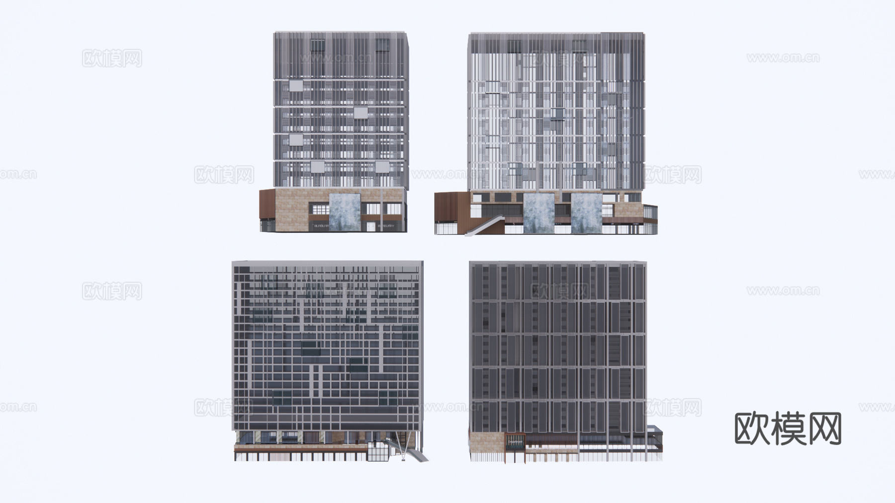 现代多层商业建筑su模型下载