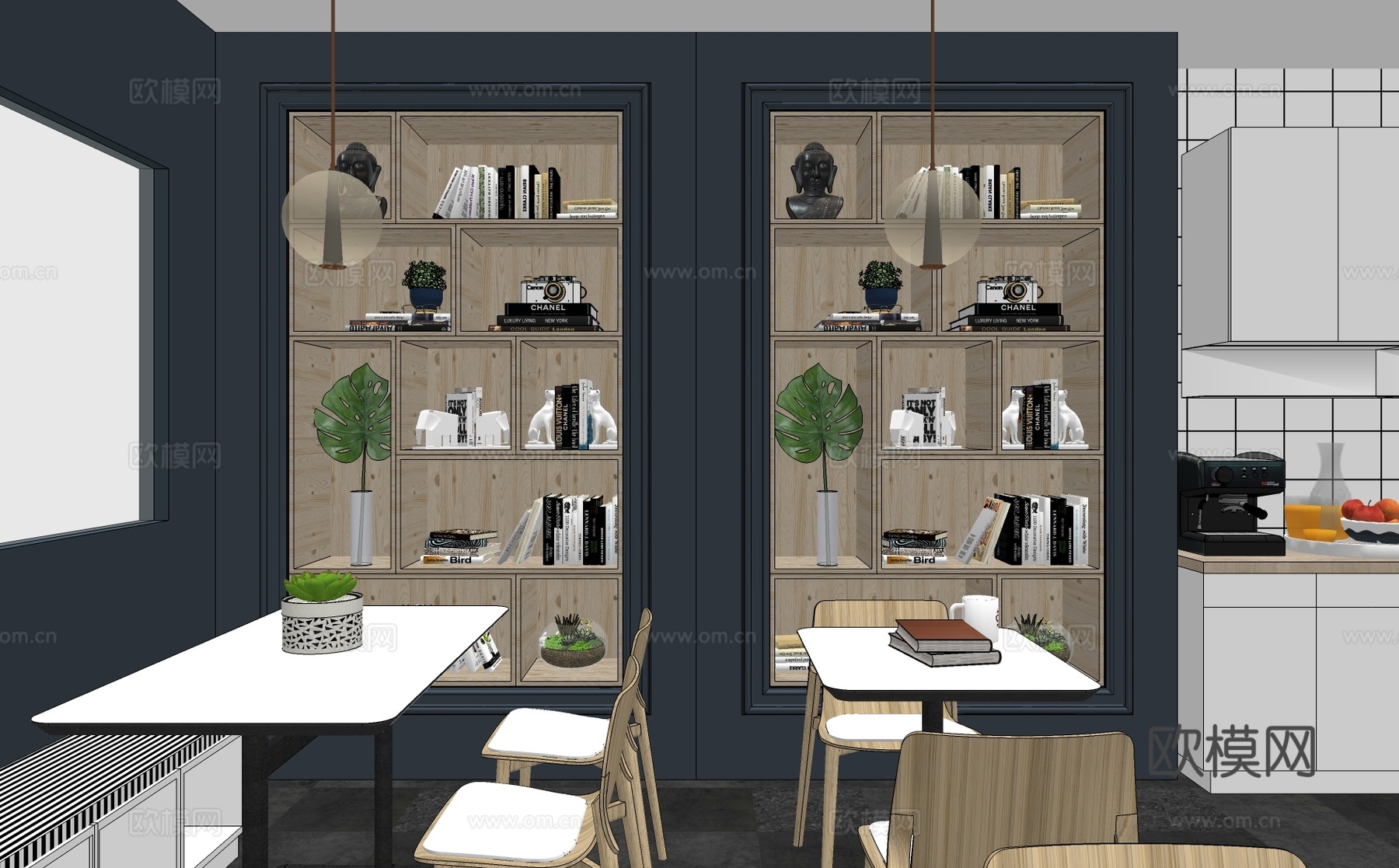 现代奶茶店su模型下载