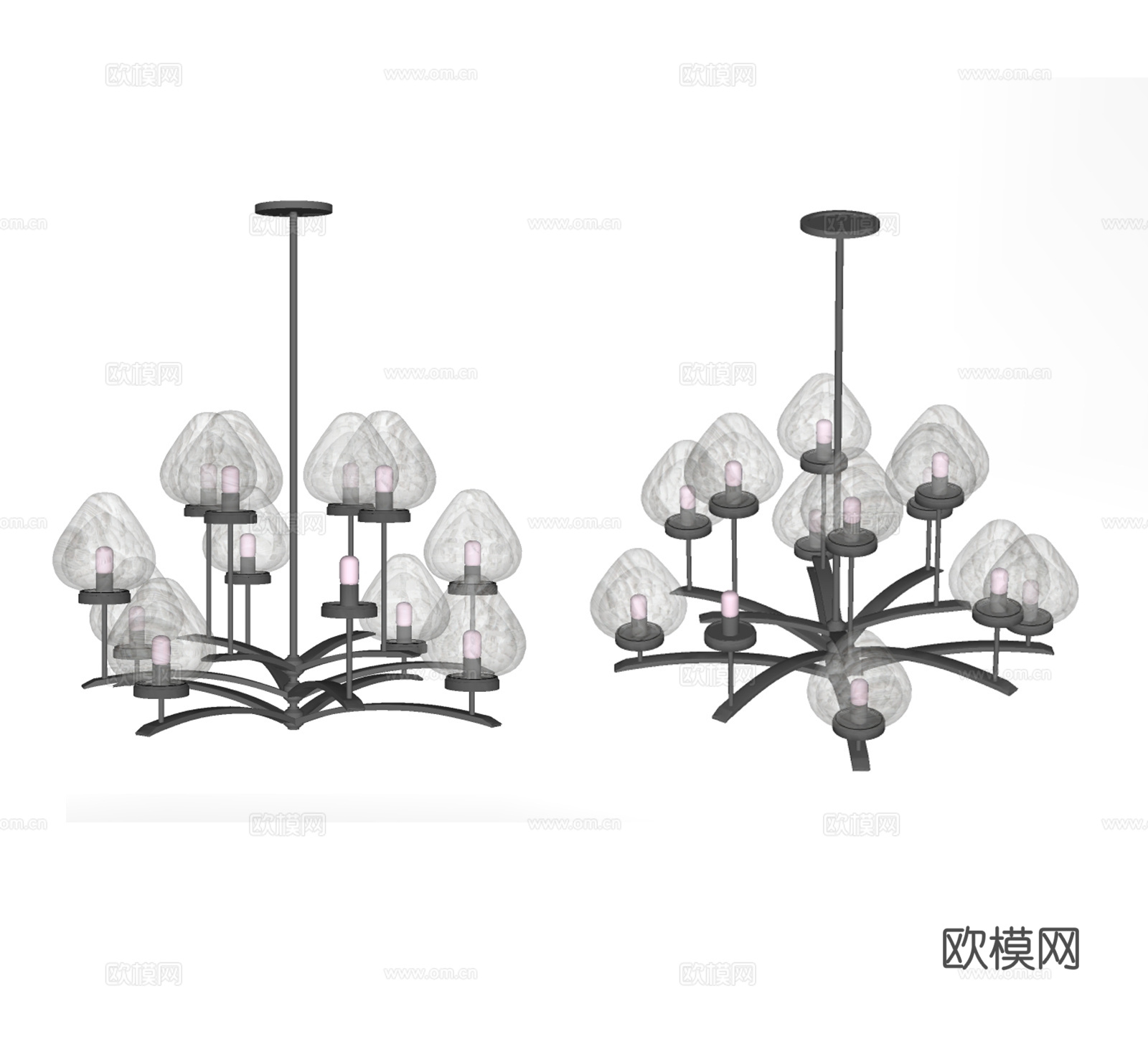 现代水晶多头吊灯su模型下载