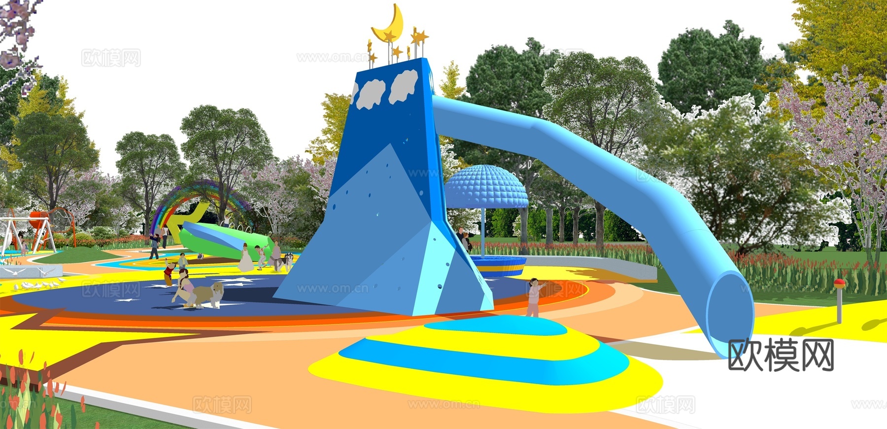 现代儿童游乐场su模型下载下载（渲染图1）