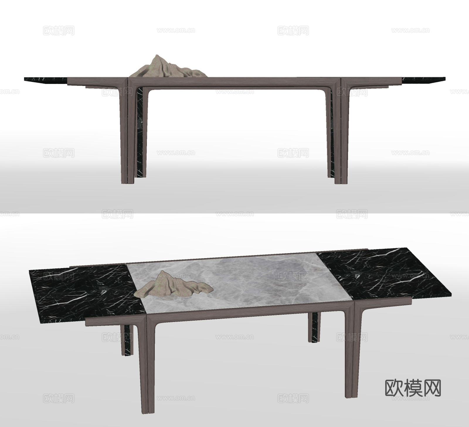 现代大理石餐桌su模型下载