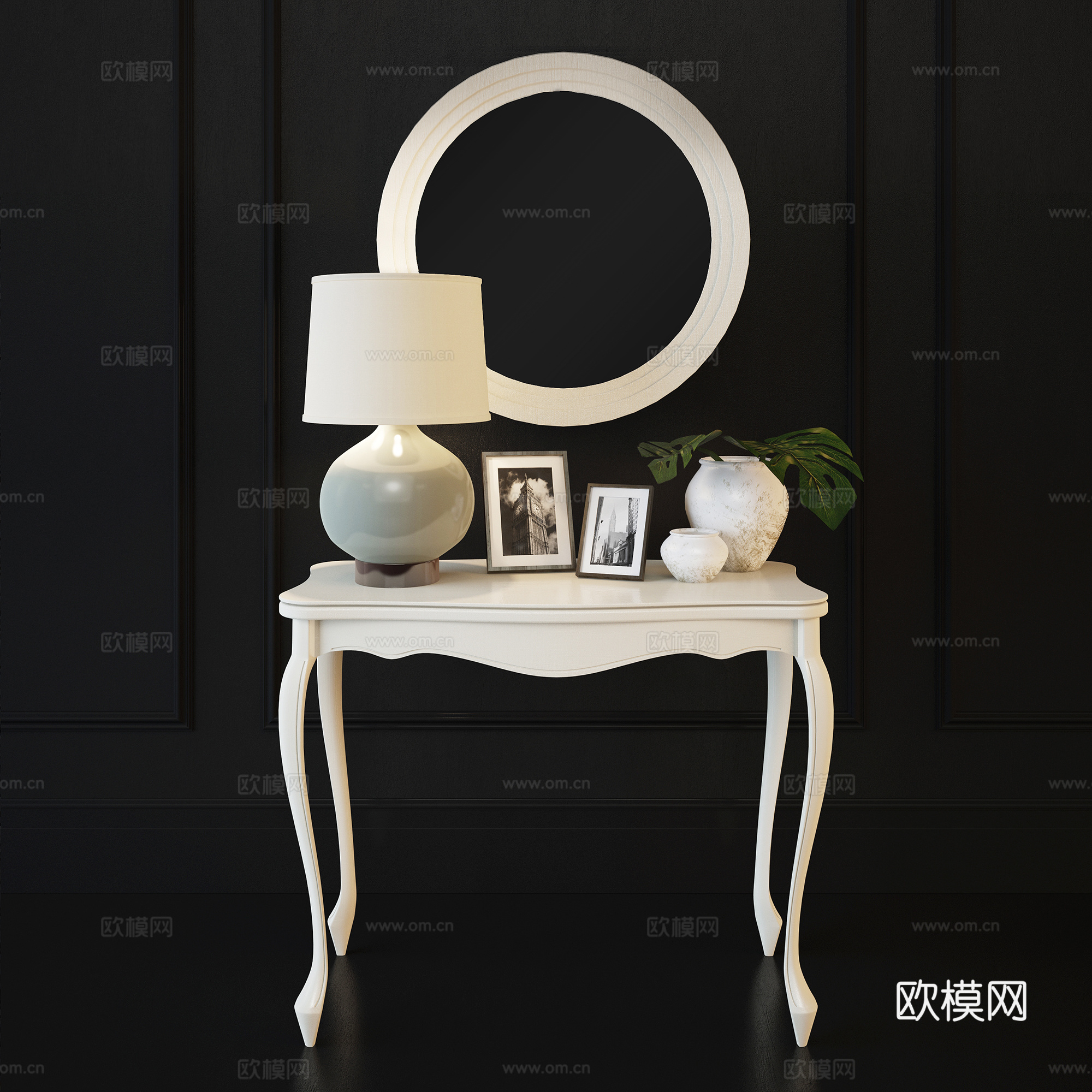 简欧饰品摆件  桌几边几 台灯3d模型