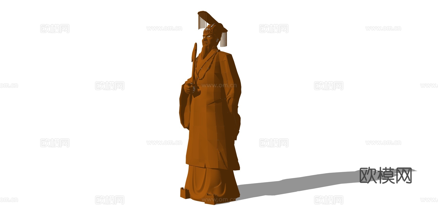 中式古代人物雕塑小品su模型下载