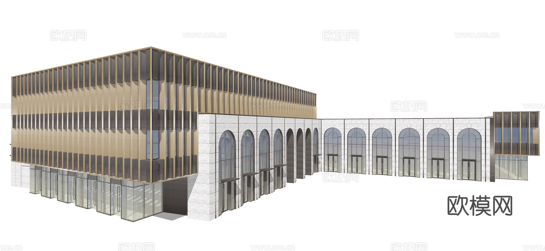 现代沿街商业建筑su模型下载