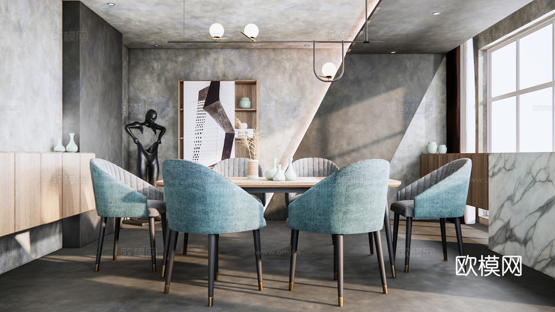 北欧餐厅su模型下载下载（渲染图1）