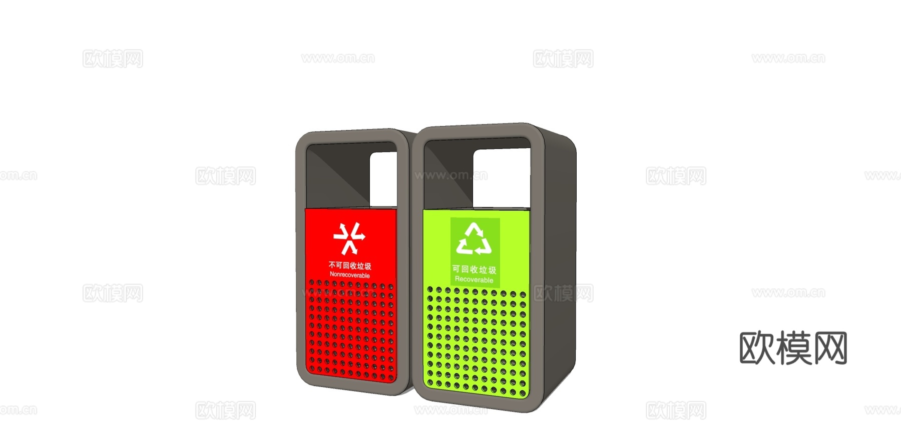 现代户外垃圾桶su模型下载
