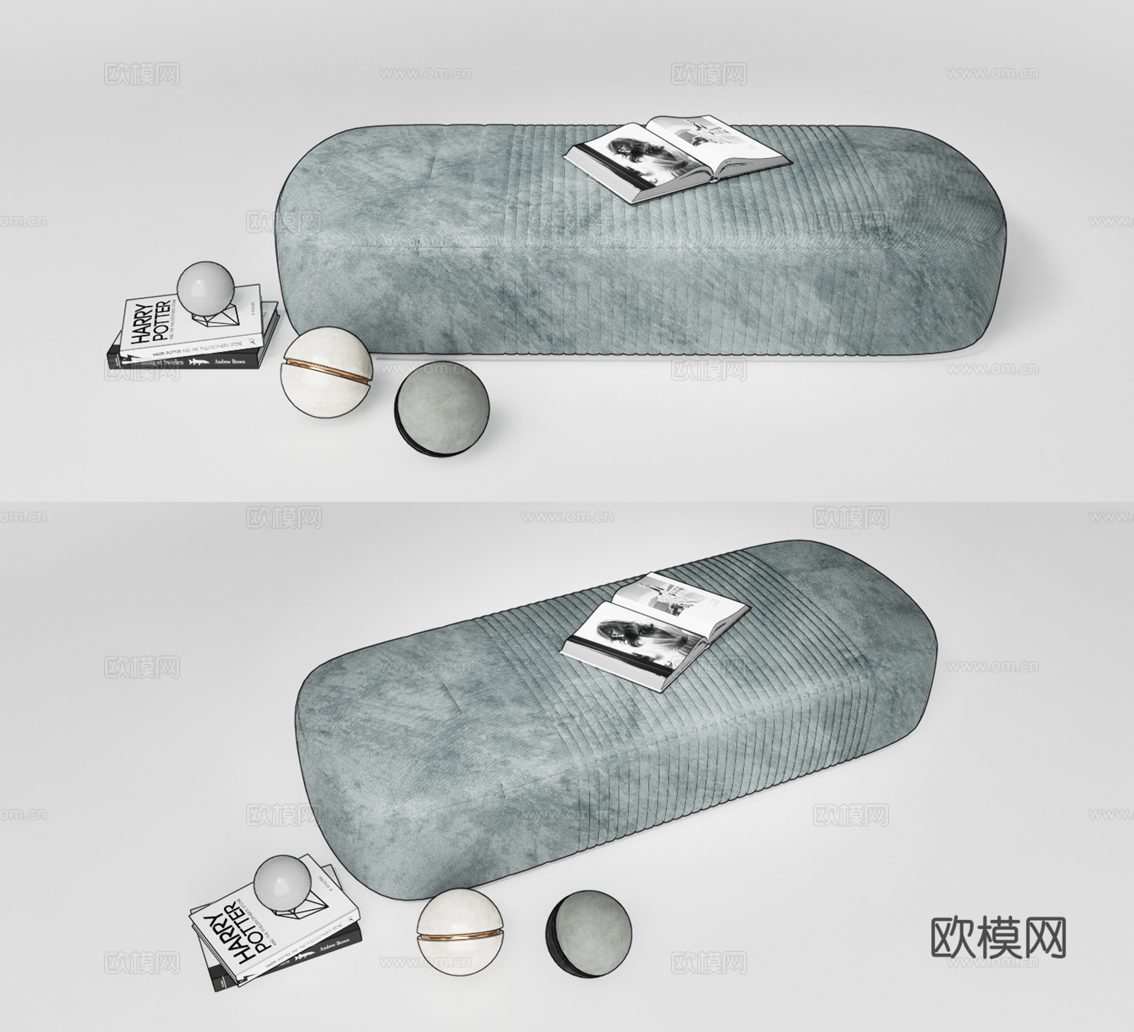 现代布艺脚踏su模型下载