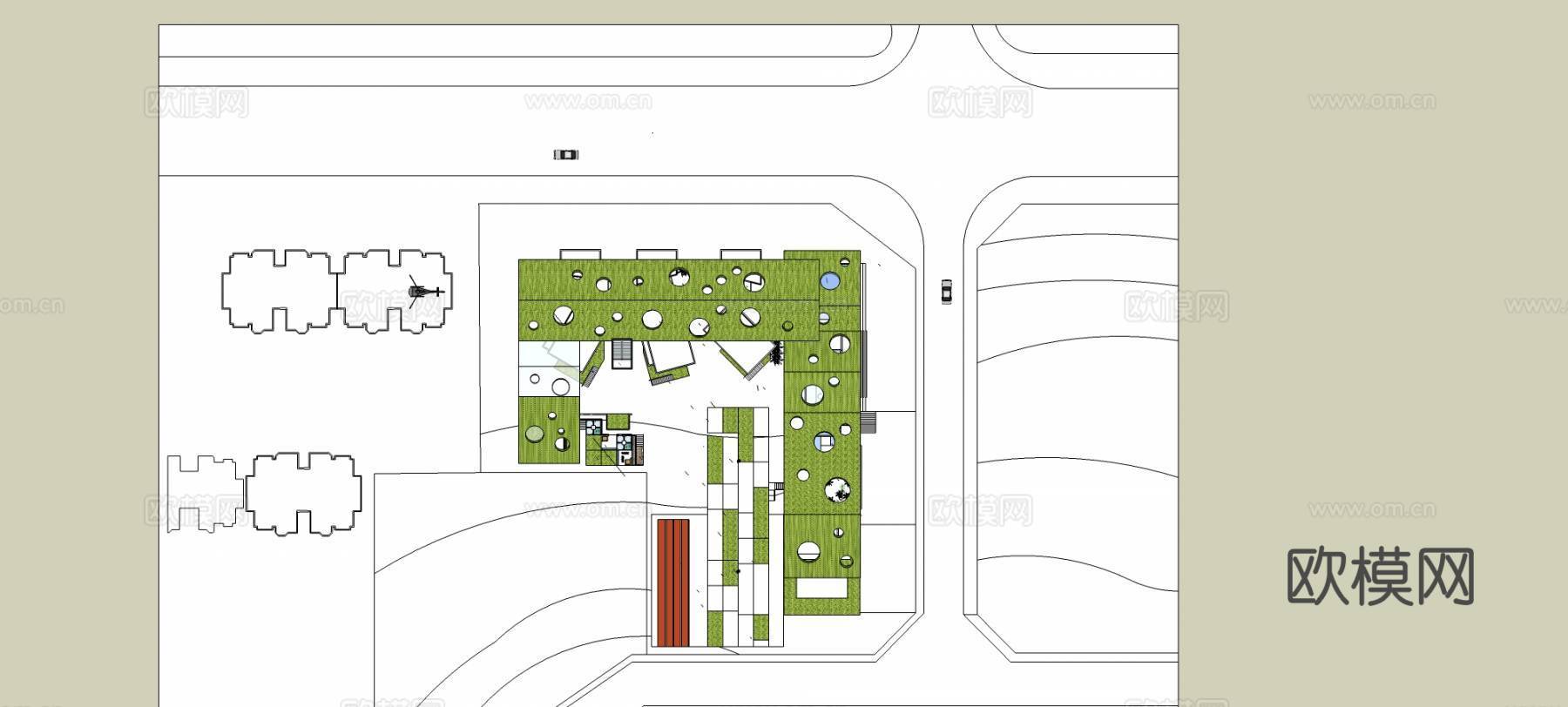 现代幼儿园外观su模型下载下载（渲染图4）