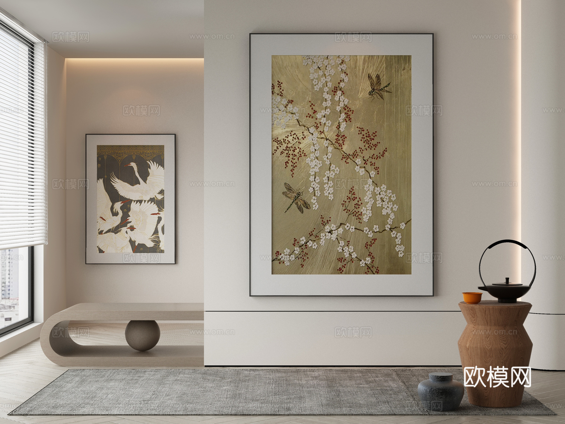 现代侘寂挂画 油画3d模型