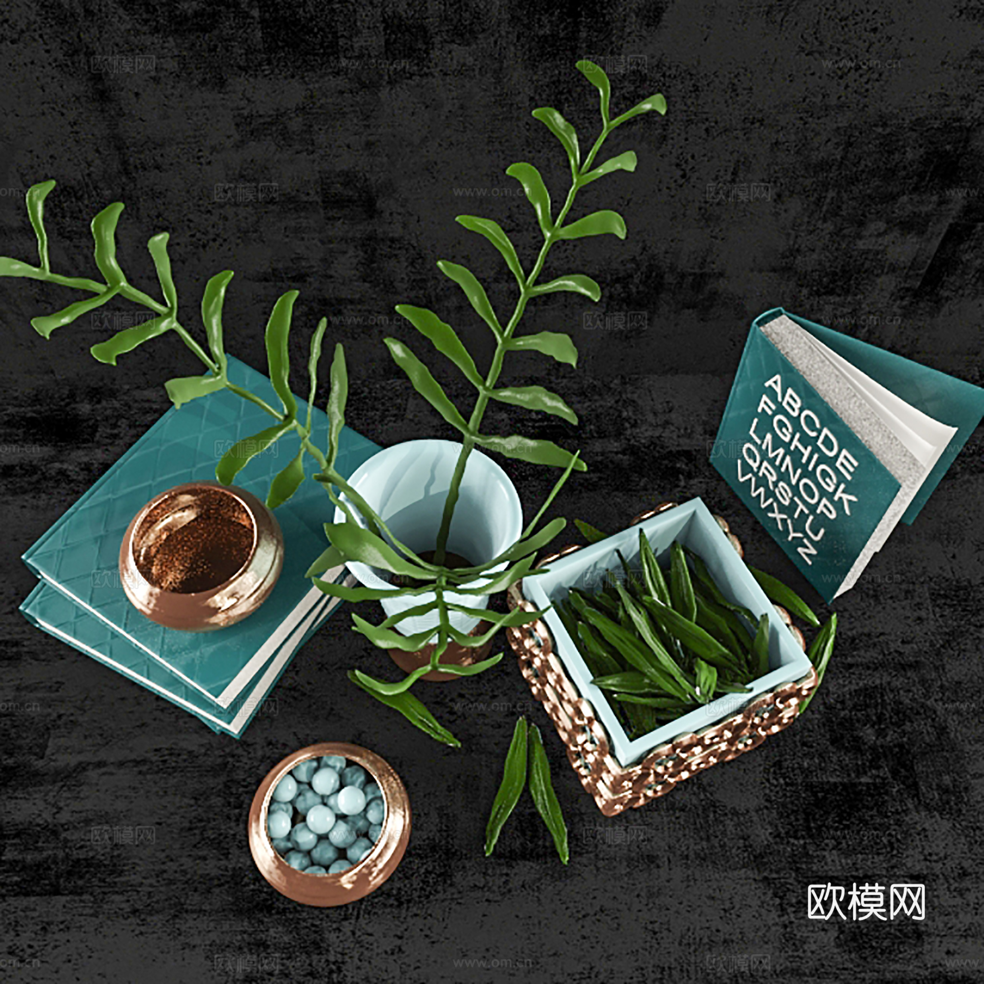 现代饰品摆件 装饰品  书籍组合3d模型