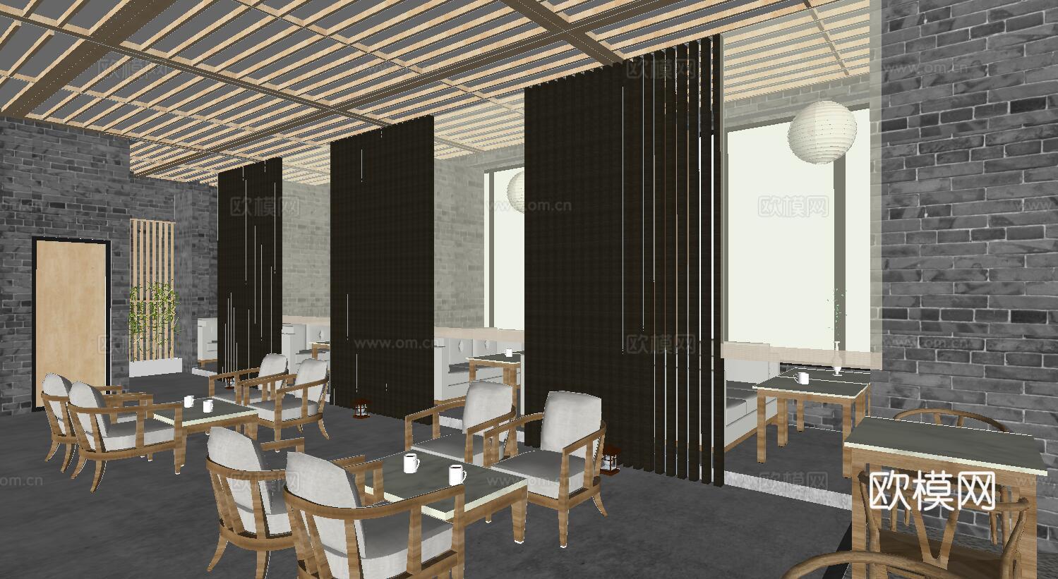 日式料理餐厅su模型下载