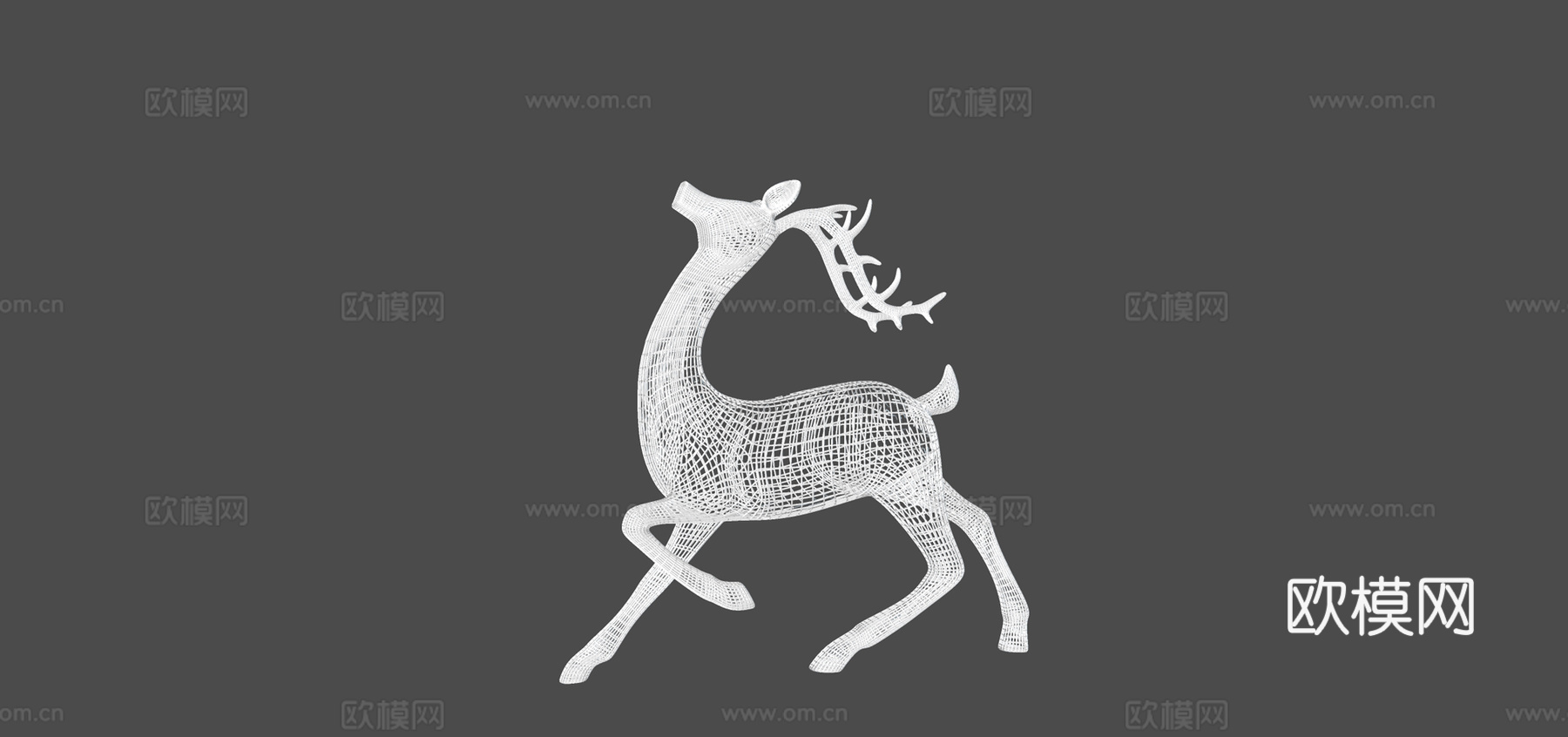现代金属鹿形雕塑小品su模型下载
