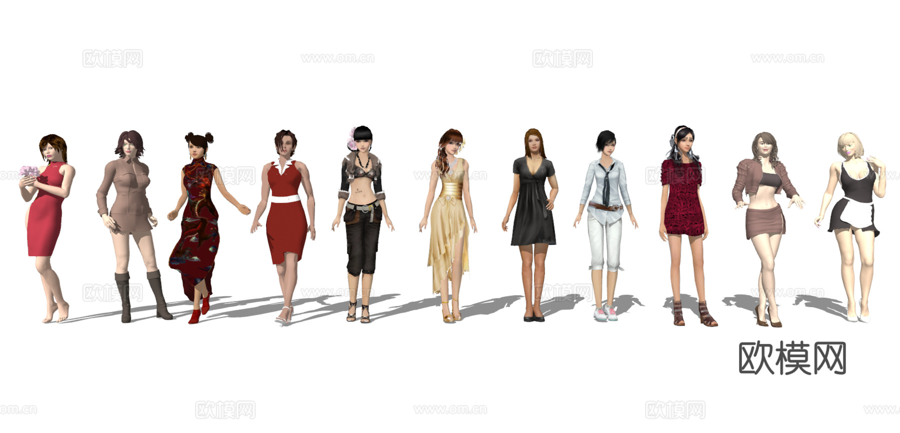 现代美女人物su模型下载