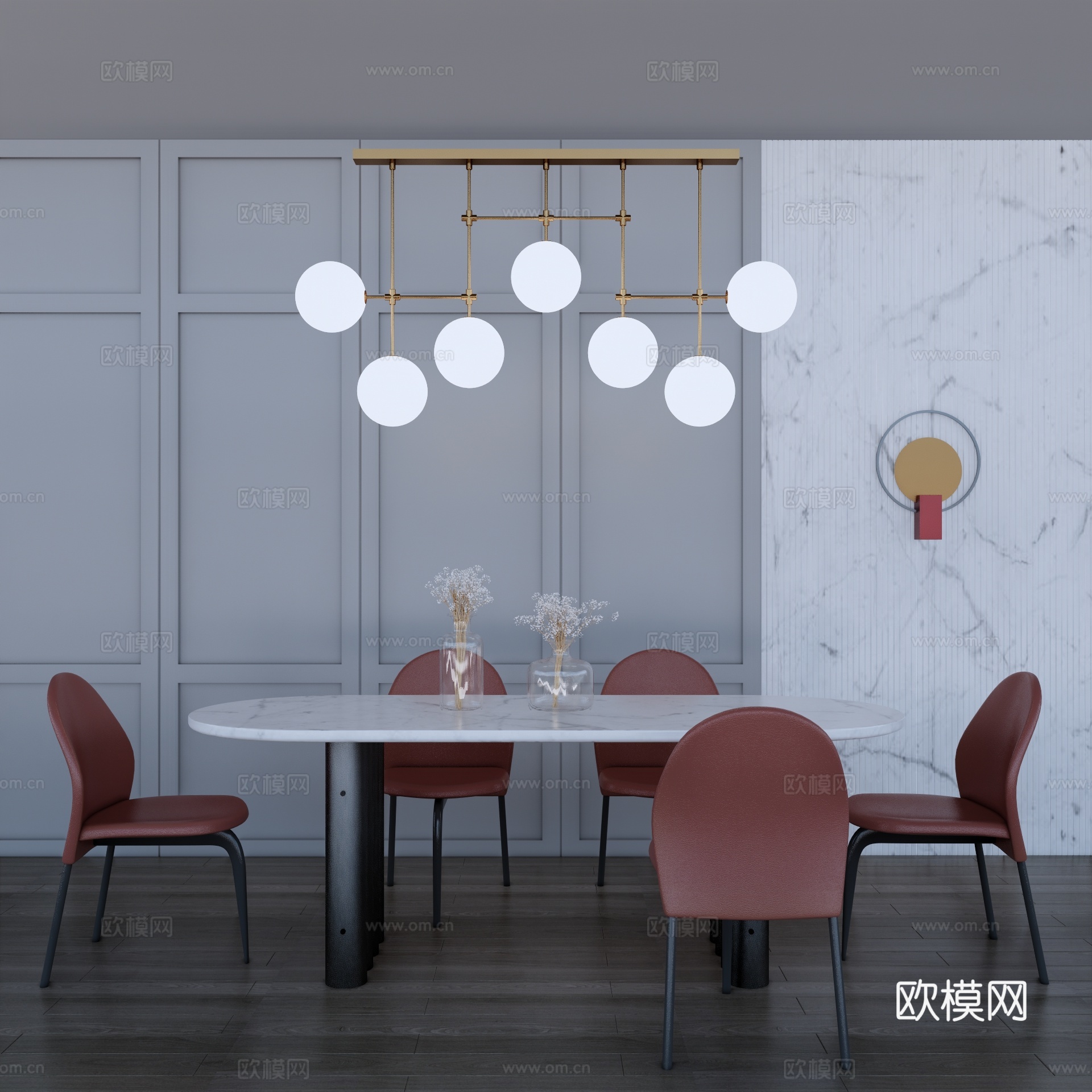 现代餐桌椅su模型下载