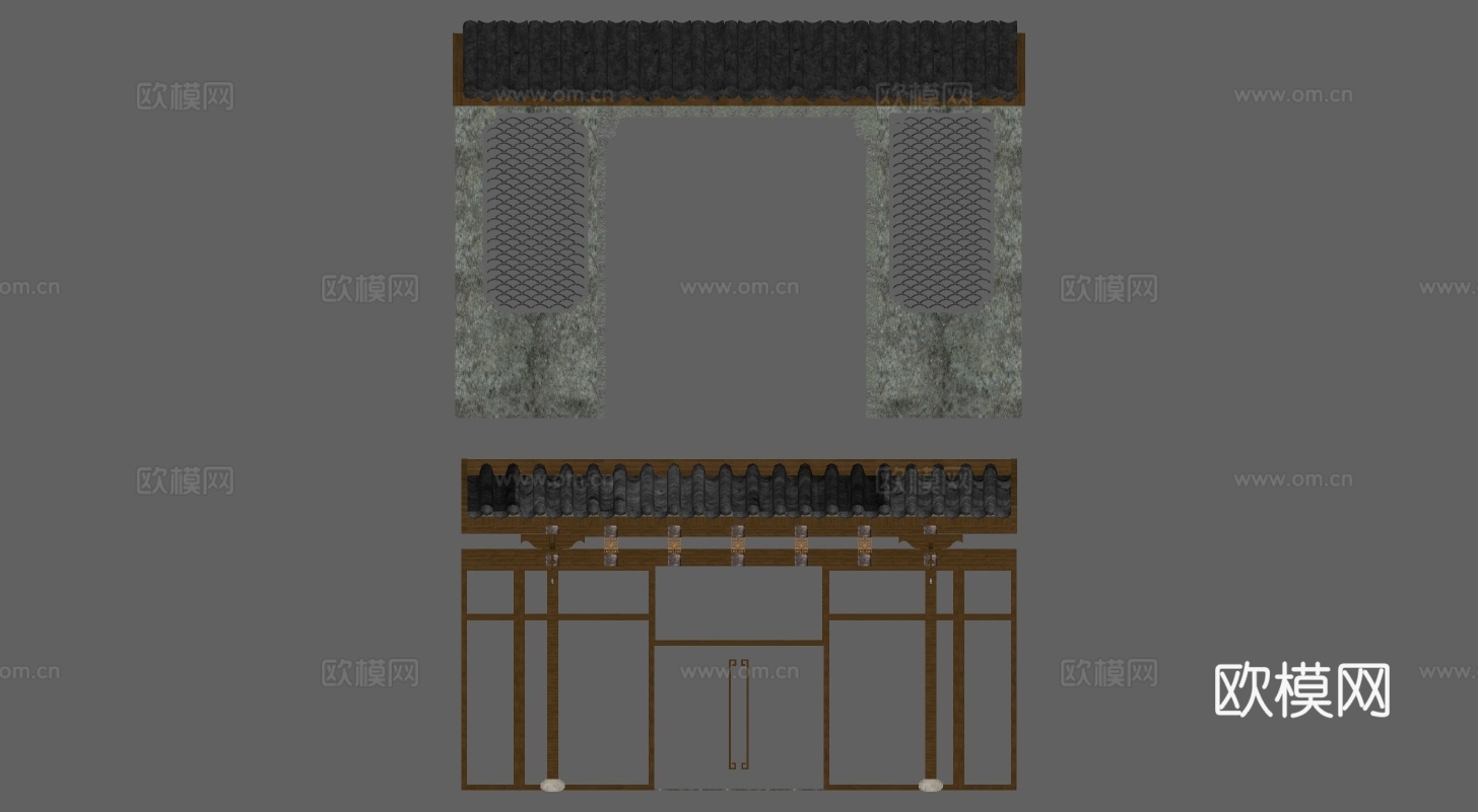 中式屋檐su模型下载
