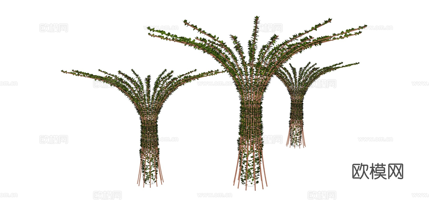 现代植物景观小品su模型下载