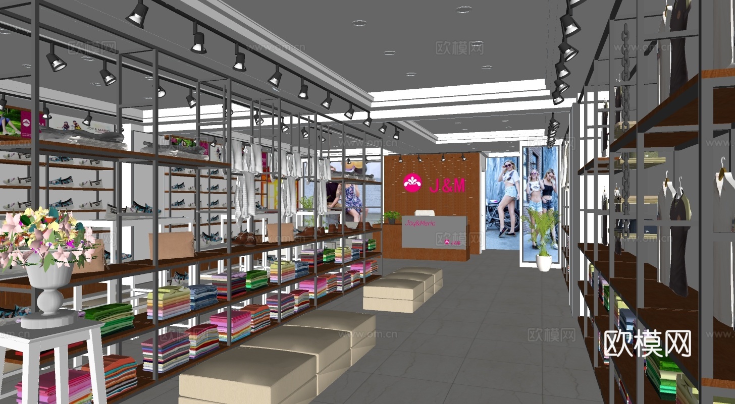 现代鞋店su模型下载