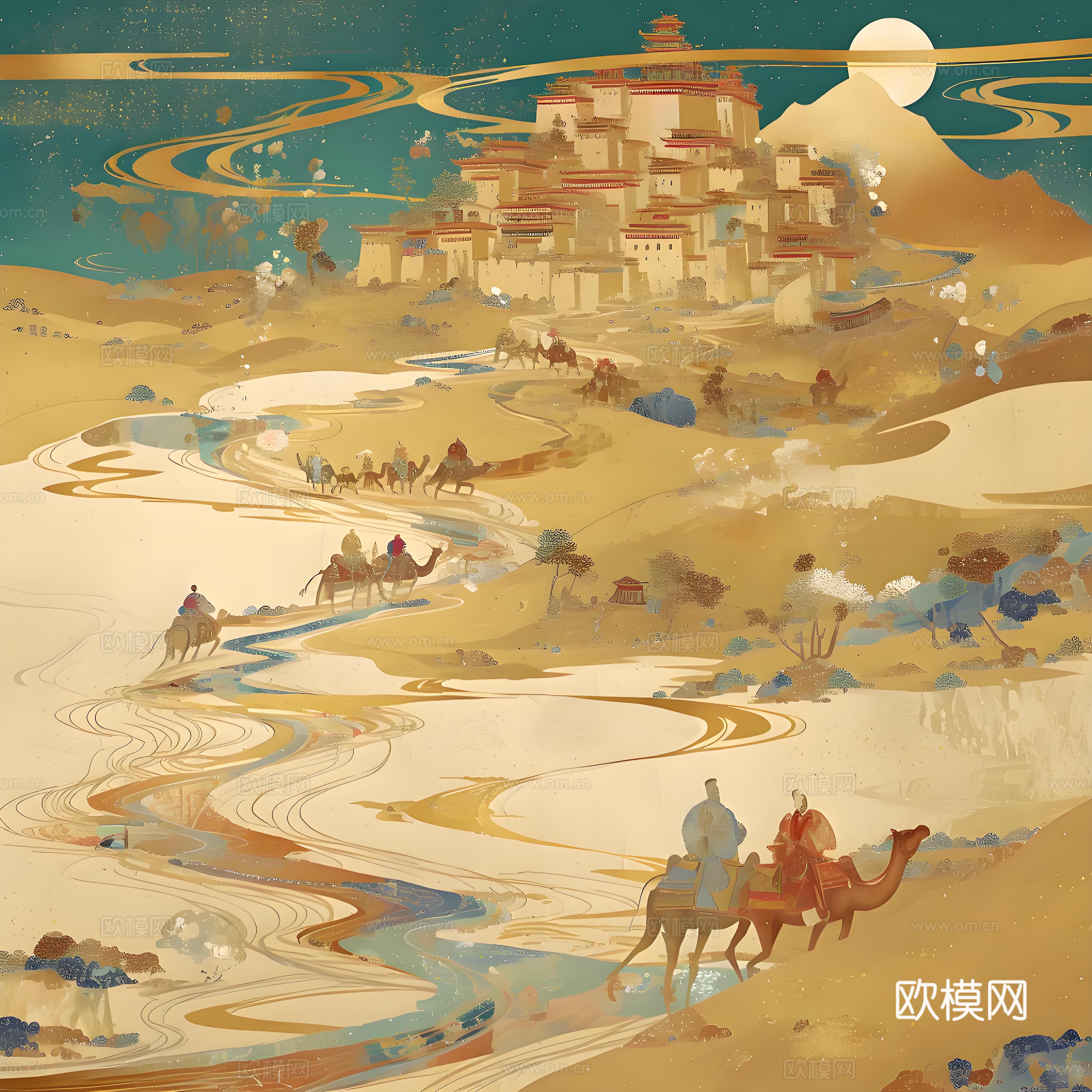 丝绸之路艺术时尚现代挂画