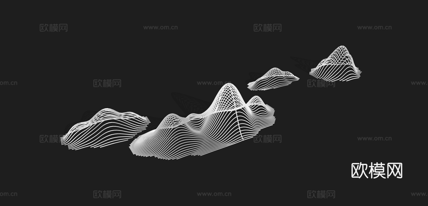 现代假山景观小品su模型下载