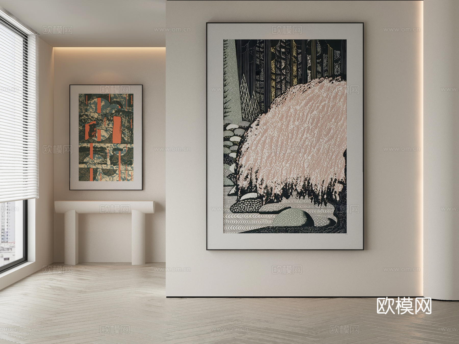 现代侘寂挂画 油画3d模型